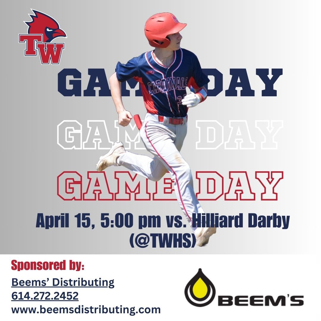 The Cardinals will host the Panthers from Hilliard Darby in an OCC contest. 📍Thomas Worthington High School 📆4.15.2024 ⏰5:00 PM 🤝Beem’s Distributing