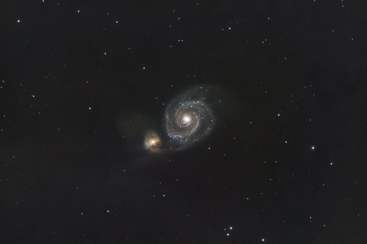 Inspired by @Simon78256916 after a quick Astro chat. Literally been a year since I used this set up. So..Windows Update ✅ High Clouds ✅ Update NINA & Autofocus settings ✅ Windy AF ✅ Rain forecast ✅ Still bloody surprised and happy with 2 hours on M51 #astrophotography