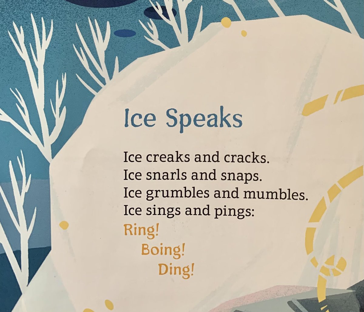 Poetry in non-fiction picture books - a favorite way to explore and learn. Ice Speaks is from ICE CYCLE: Poems about the Life of Ice by Maria Gianferrari, illustrated by Jieting Chen. #NationalPoetryMonth day 15. ⁦@Gianferrari_M⁩