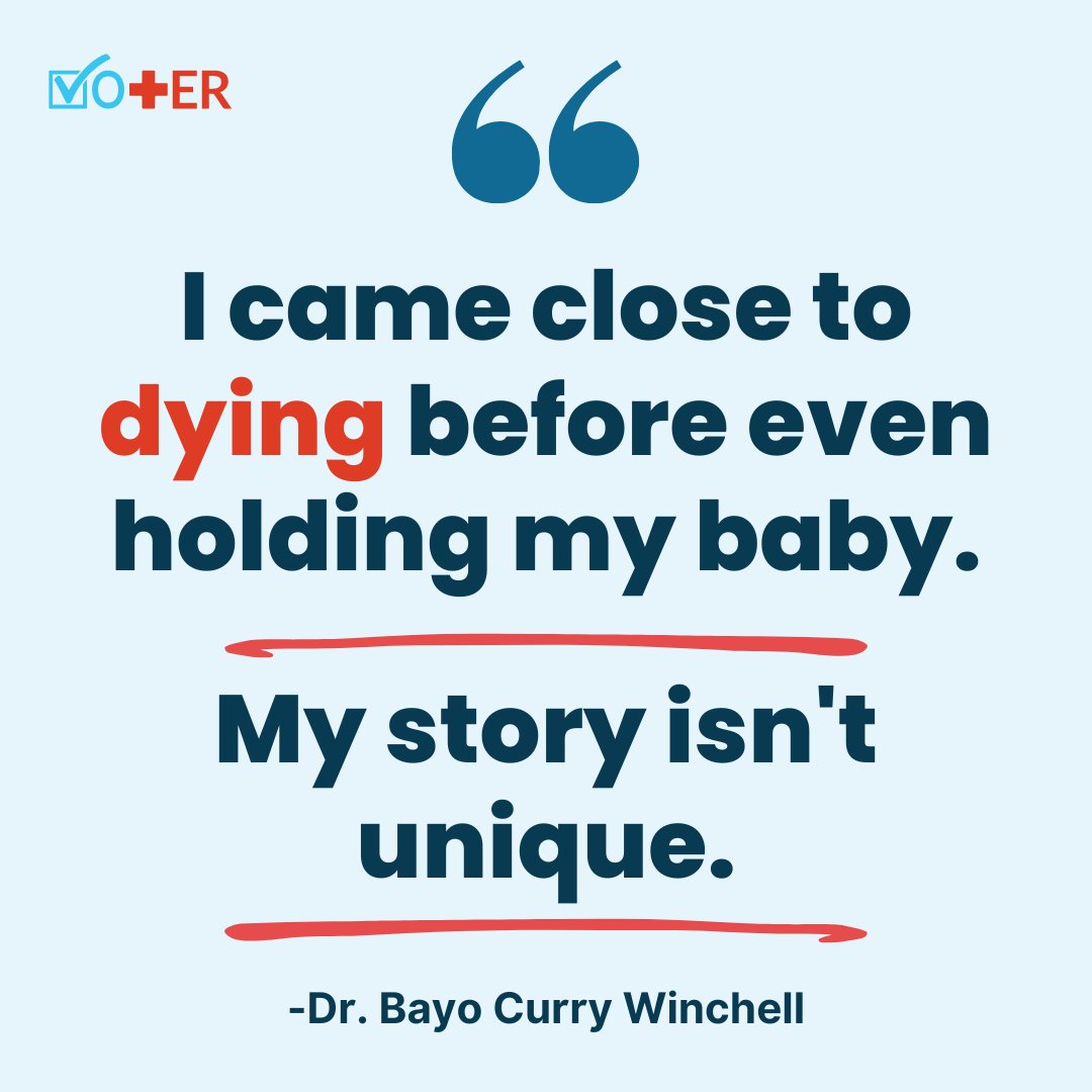 “I came close to dying before even holding my baby. My story isn't unique' (@dr_bcw). Serena Williams, legendary tennis player, almost died giving birth too. Every child and mother deserves to be heard. See how you can change the narrative through the power of the vote. #BMHW24