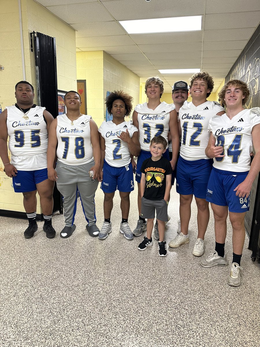 So blessed to coach athletes that understand their impact reaches far beyond the football field. Our guys spoke at Westfall Elementary on Thursday to get our little state testers fired up for their tests this week! #StingEm🐝🤙