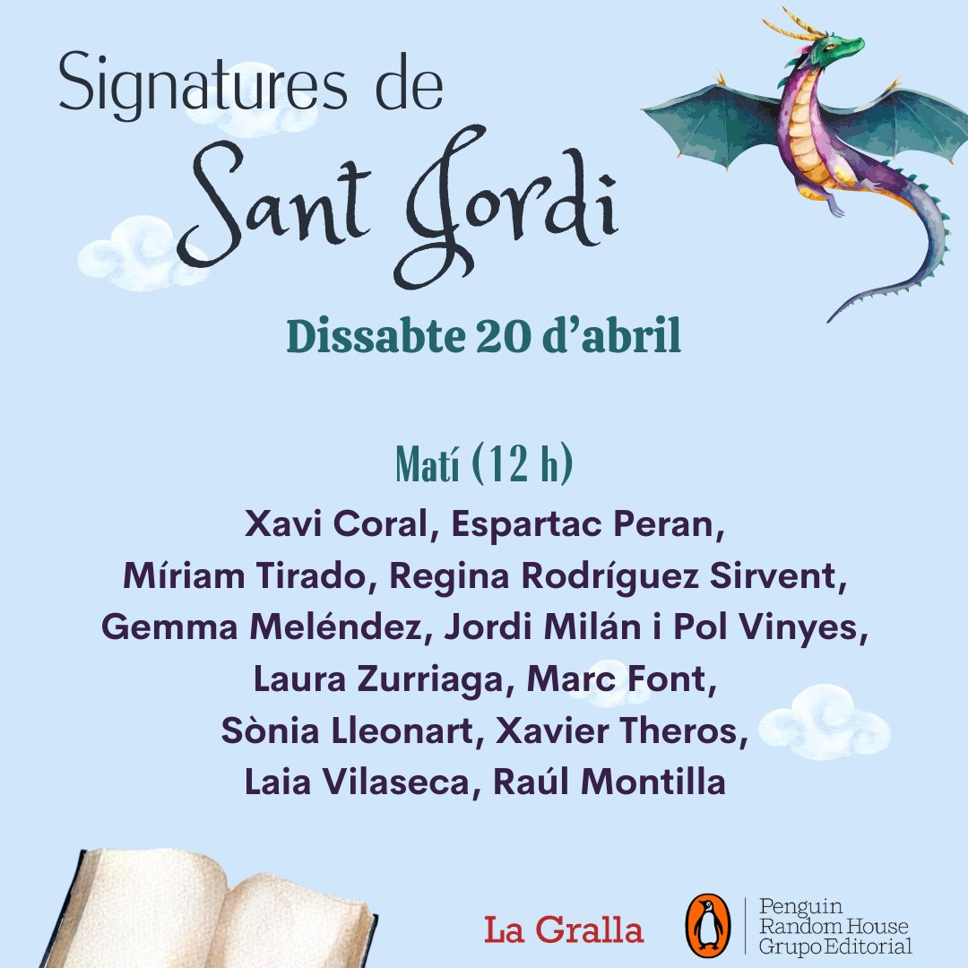 lgralla's tweet photo. 🔵Dissabte ja farà olor de Sant Jordi a les portes de la nostra llibreria. 
Esteu preparats per conèixer tots els escriptors i escriptores que vindran?

#santjordialagralla #santjordigranollers https://t.co/LBCIOFeDoJ