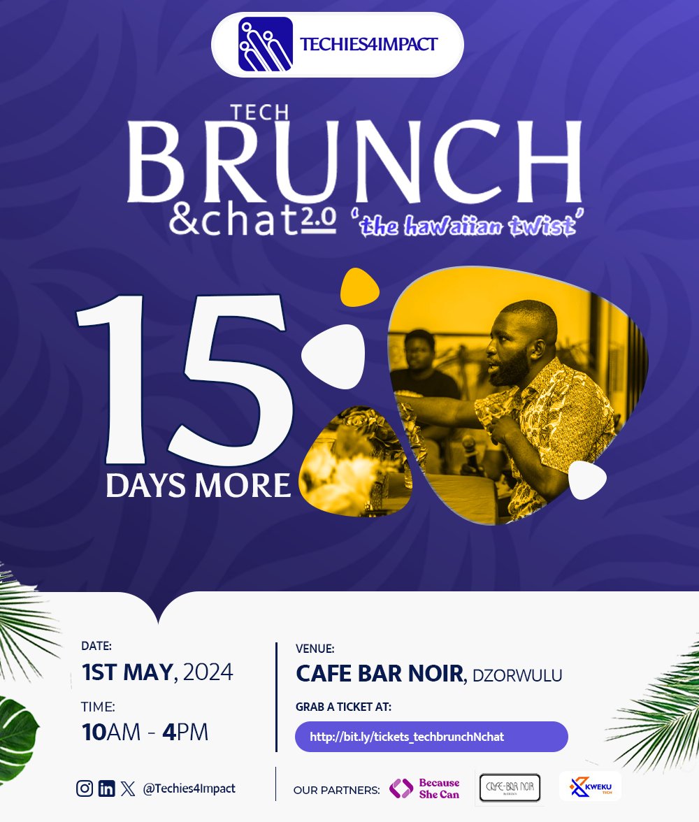 15 days to go !!! Grab your tickets at egotickets.com/events/tech-br…@ @becauseshecan_ @kwekutech