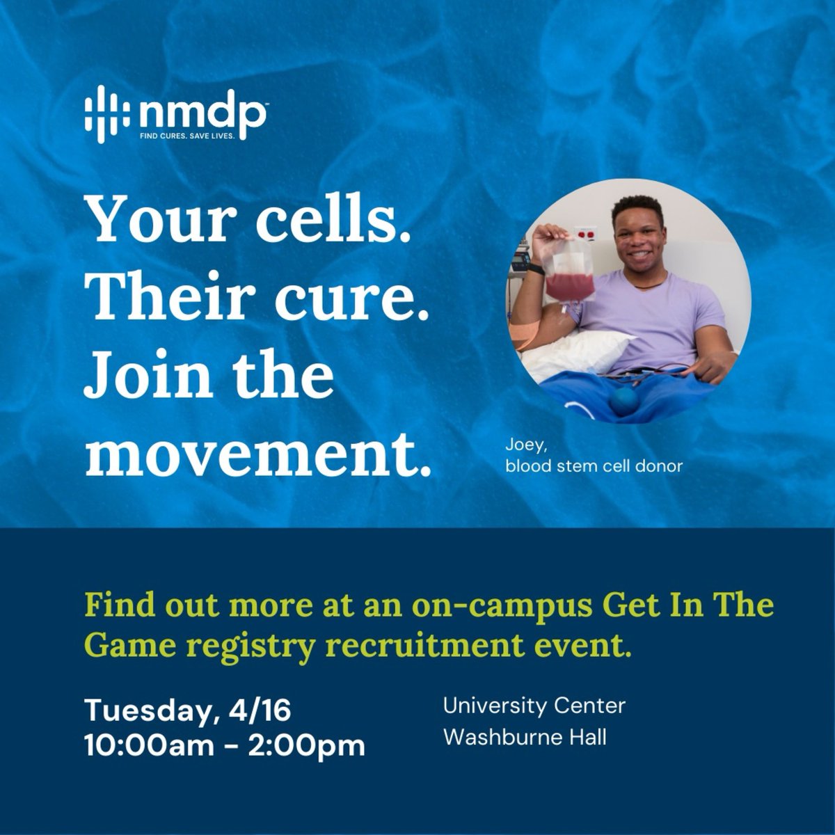 Excited to Get in the Game tomorrow from 10am-2pm in the UC @pacificu to help enroll potential genetic matches for people suffering from different forms of blood cancer. A literal opportunity to save a life!