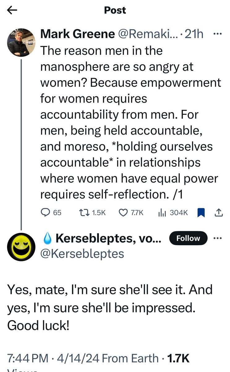 Men in the manosphere can’t imagine a world where sex isn’t a transaction, done, subtly or openly, but always a transaction. Yet, seeing all other men’s actions as also being some version of that is their go-to insult. Talk about zero self-reflection.