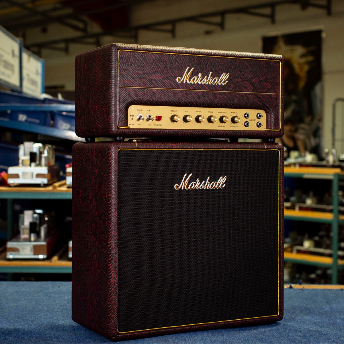 Full of bite and loaded with the power of a plexi, who else loves this snakeskin Studio Vintage?! 🐍🤘 Learn more about our design store service: marshall.com/amps/products/…