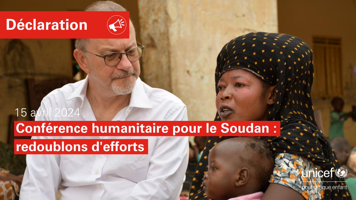 🔴🇸🇩 'Au #Soudan, 14 millions d’enfants ont besoin d’une aide humanitaire d’urgence. Réaffirmons notre engagement en faveur des enfants soudanais et ne ménageons pas nos efforts pour alléger leurs souffrances.' @TedChaiban ➡️ unicef.fr/article/confer… via @UNICEF_Media_Fr