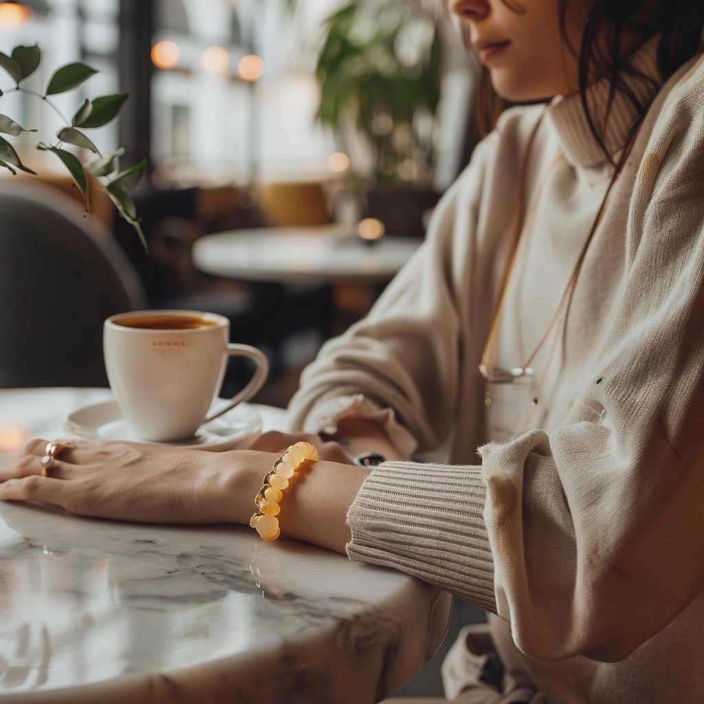 🌼✨ Discover elegance & empowerment with our Yellow Calcite Bracelet! Perfect for any style, it's not just a fashion statement—it enhances clarity and radiates confidence. Feel the sunny vibes & spiritual uplift with every wear. ✨🌞 Shop now  #YellowCalcite #WearableWellness