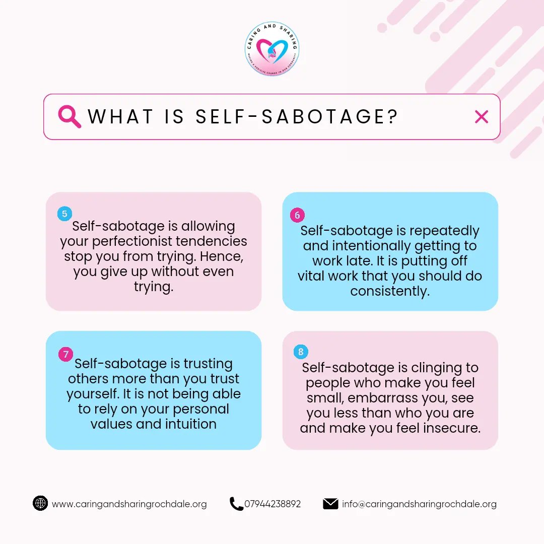 It's essential to identify these behavioural patterns and choose to be better. Recognizing and admitting to our self-sabotage is the first step to healing and leading a more fulfilling life. Remember, you don't have to go through it alone. Let's work together to heal and grow.