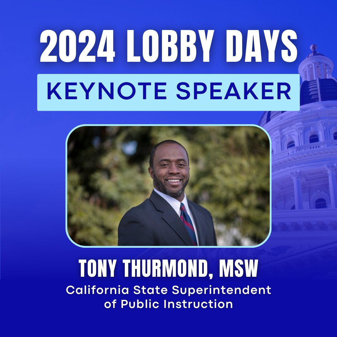 🏛️ As part of our Lobby Days Conference on April 21, we are proud to announce that the California Superintendent of Public Instruction @TonyThurmond, MSW will be joining us as our Keynote Speaker! @CADeptEd 💡 Learn more: naswcanews.org/introducing-ou…