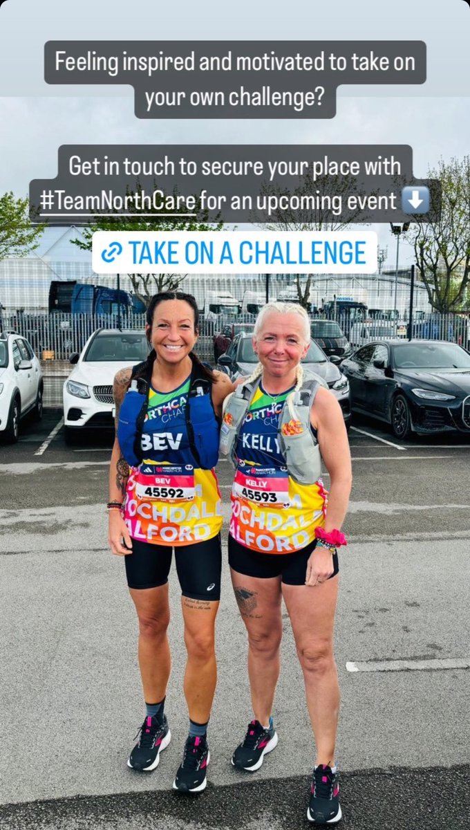 Huge congrats to all that completed the @Marathon_Mcr yesterday, including our #TeamNorthCare runners from ROKE and fab duo, Kelly and Bev 👏🏼🏃🏼‍♀️ #MedalMonday 🏅 Inspired to get involved? Find a challenge for you at northcarecharity.org/challenge, our team are here to help 🫶🏼 @Oldham_Hour