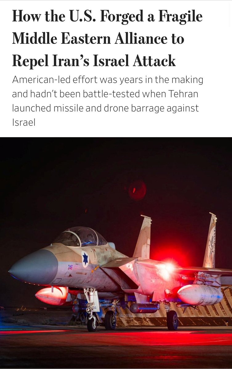 Air 🇺🇸 + 🇬🇧 + 🇩🇪 + 🇫🇷 Defence 🇪🇬 + 🇯🇴 + 🇦🇪 + 🇸🇦 Alliance #Israeli and the U.S. forces intercepted most of the #Iranian drones and missiles. But they were able to do so in part because #Arab countries quietly passed along intelligence about #Tehran’s attack plans, opened their…