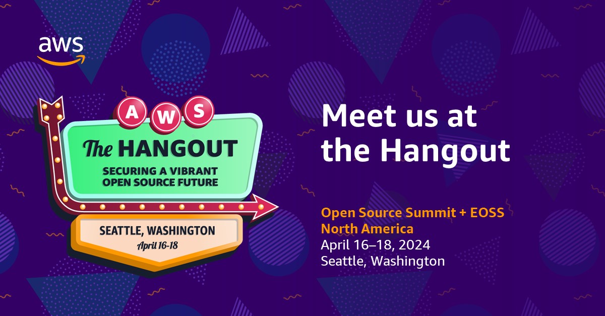 Join us tomorrow for OS Summit, Seattle. Meet @awscloud project teams at the expert bar & take a seat in the theater. We have fun giveaways. We are on the showcase floor, booth D2. 💻 Live demonstrations 👩🏽‍🔬 Expert Bar 🎟️ Sweepstakes 🧁 Afternoon Snack Break