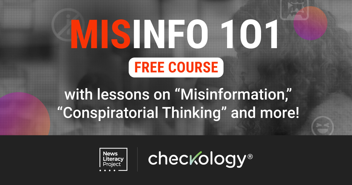 📢 Educators: Explore #misinformation with your students using: - 2️⃣ FREE webinars on AI & press freedom - 'Misinfo 101' featuring Checkology® lessons & activities on conspiratorial thinking & more - Infographics that you can print or share online 👉🏾 bit.ly/Misinfo101