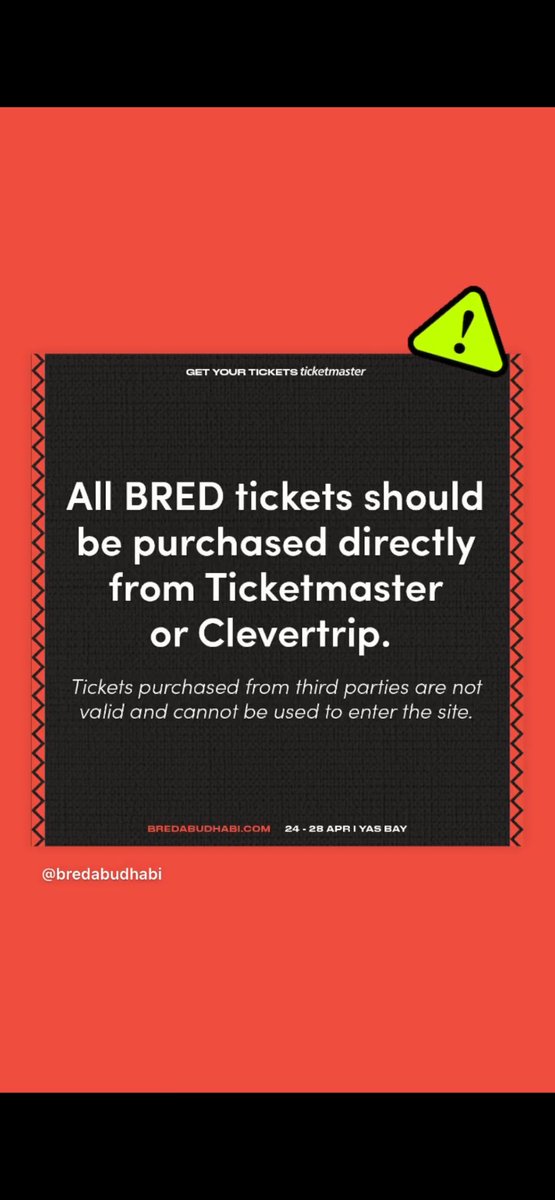 clevertripcom's tweet photo. This is a reminder that our tickets are exclusively available on https://t.co/swIy42vMz6 or through hotel packages on https://t.co/BvGo4wzZ3m ‼️‼️

Get yours now 🎟

  نود التذكير بأن تذاكرنا متاحة حصرياً عبر منصة https://t.co/swIy42vMz6 و https://t.co/g9OBY4j9l6 ‼️‼️ 

 احجز تذاكرك الآن 🎟 عبر الرابط في البايو

#BREDAbuDhabi2024 #BredAD2024 #InAbuDhabi #bragworld #bredinabudhabi
#مھرجان_برد #مھرجان_برد_2024 #في_أبوظبي