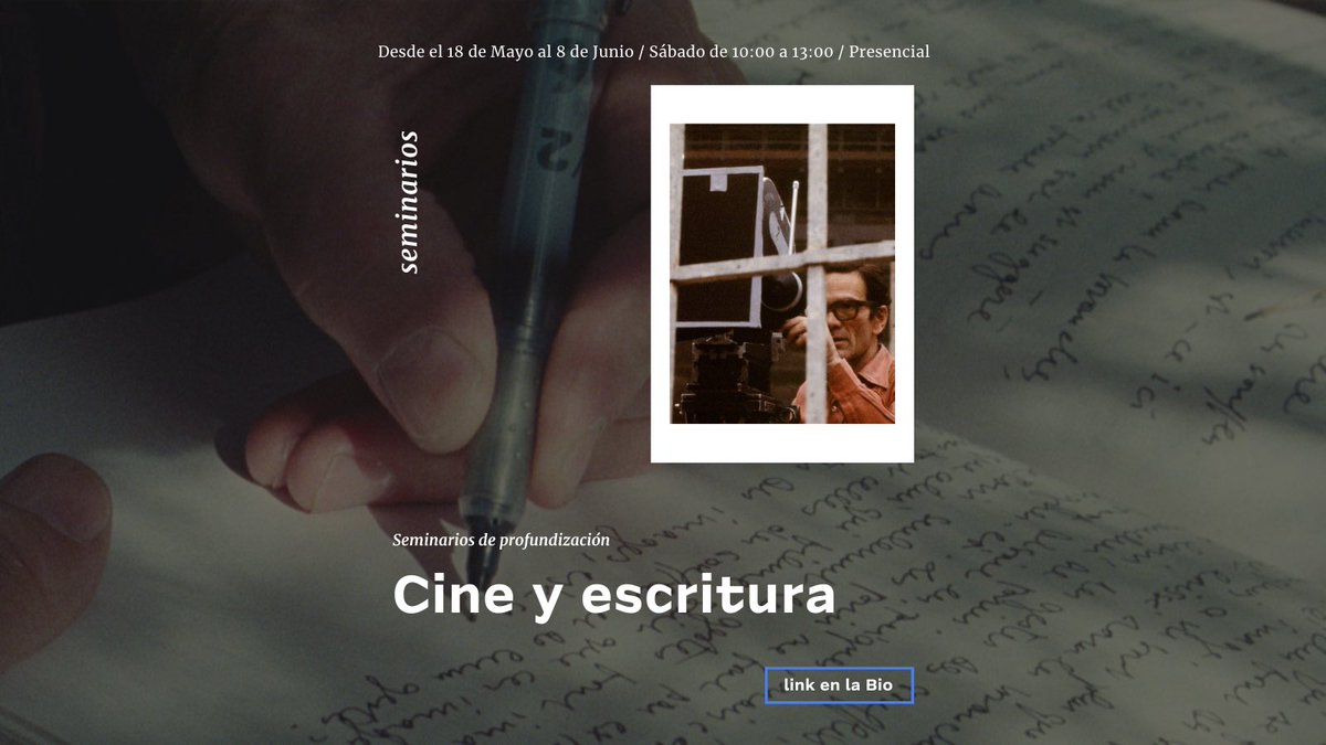 iipss_org's tweet photo. ¡Buen lunes para tod@s! ☕️ Les dejamos invitad@s a revisar la información sobre este seminario de Cine y Escritura que impartirá Ivana Peric y Nicolás Ried desde el 18 de mayo 🎞️
Para mayor información escríbenos a educacion@iipss.com 🤓 https://t.co/VwTuOvhh1g