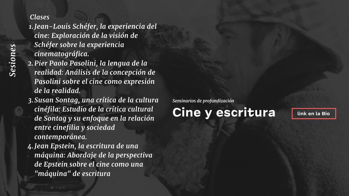 iipss_org's tweet photo. ¡Buen lunes para tod@s! ☕️ Les dejamos invitad@s a revisar la información sobre este seminario de Cine y Escritura que impartirá Ivana Peric y Nicolás Ried desde el 18 de mayo 🎞️
Para mayor información escríbenos a educacion@iipss.com 🤓 https://t.co/VwTuOvhh1g