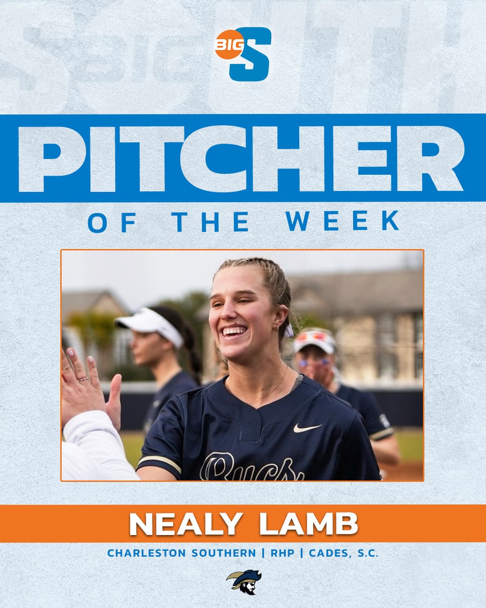 She was 2-0 with a 0.00 ERA, with only six hits and 10 strikeouts in 14 innings against Radford. Her two complete game shutouts helped lead the Buccaneers to a 2-1 series win💪 @CSUBucsSoftball's Nealy Lamb is the #BigSouthSB Pitcher of the week!