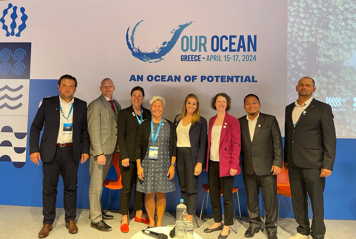 Our panel at @OurOceanGreece along with @EarthshotPrize, @WildAid, and @abalobi_app featured #Coastal500 Mayor Coro of Del Carmen, Philippines bringing the insights of a coastal local leader to this global forum. Ocean challenges need community-led solutions. #OurOcean