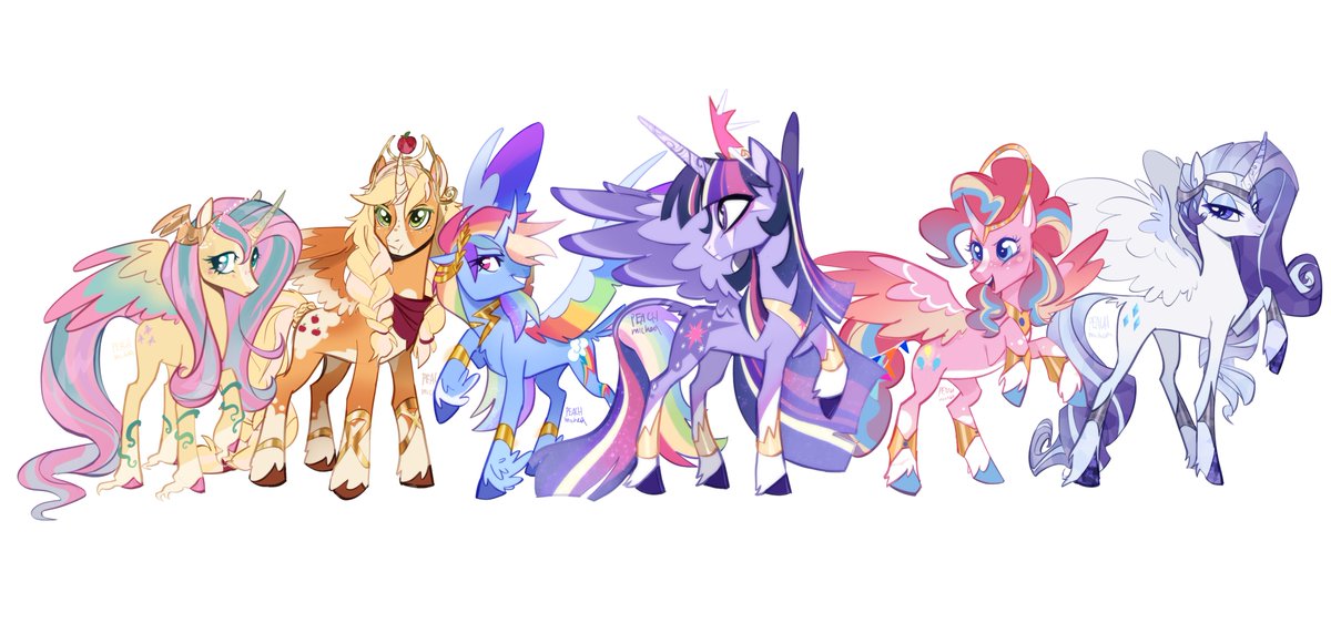 「alicorned mane 6 which I drew some time 」|peachmichea ★ commission openのイラスト