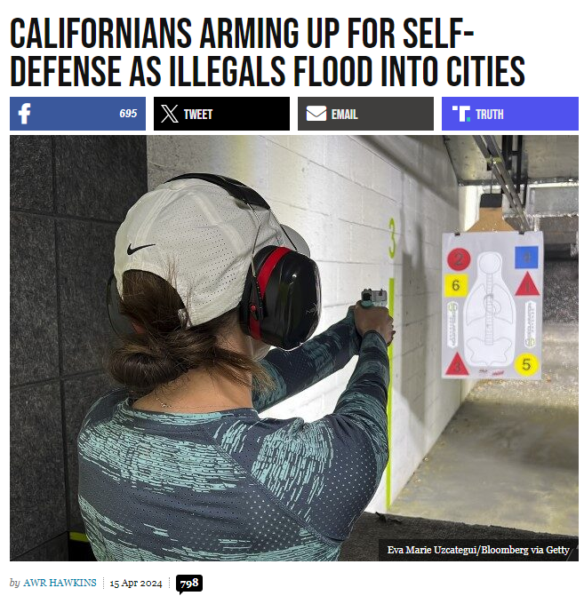 From Breitbart: Californians are arming up for self-defense as the U.S. Border Patrol carries out street drop-offs of illegal immigrants in and around cities like San Diego. The New York Post reported that “roughly 125,000 migrants have been released onto the streets in the San…