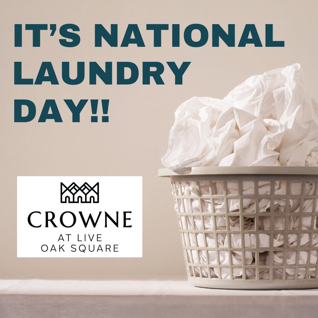 It's National Laundry Day! Now, you can celebrate your favorite chore! Throw in an extra dryer sheet for some extra fun! 😎🧺
#nationallaundryday #crowneatliveoaksquare #crowneapartments #laundry #apartmentliving #crownepartners