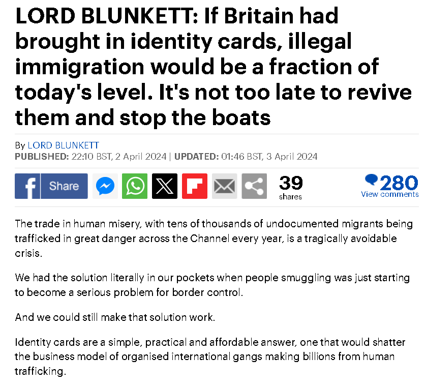 We've heard it all before from Blunkett who proposed a 'National Identity Card' linked to an identity database in 2003 to 'disrupt organised crime & terror groups'. A modern day system based on Blunkett's past proposals would be a panoptic nightmare & must be resisted.