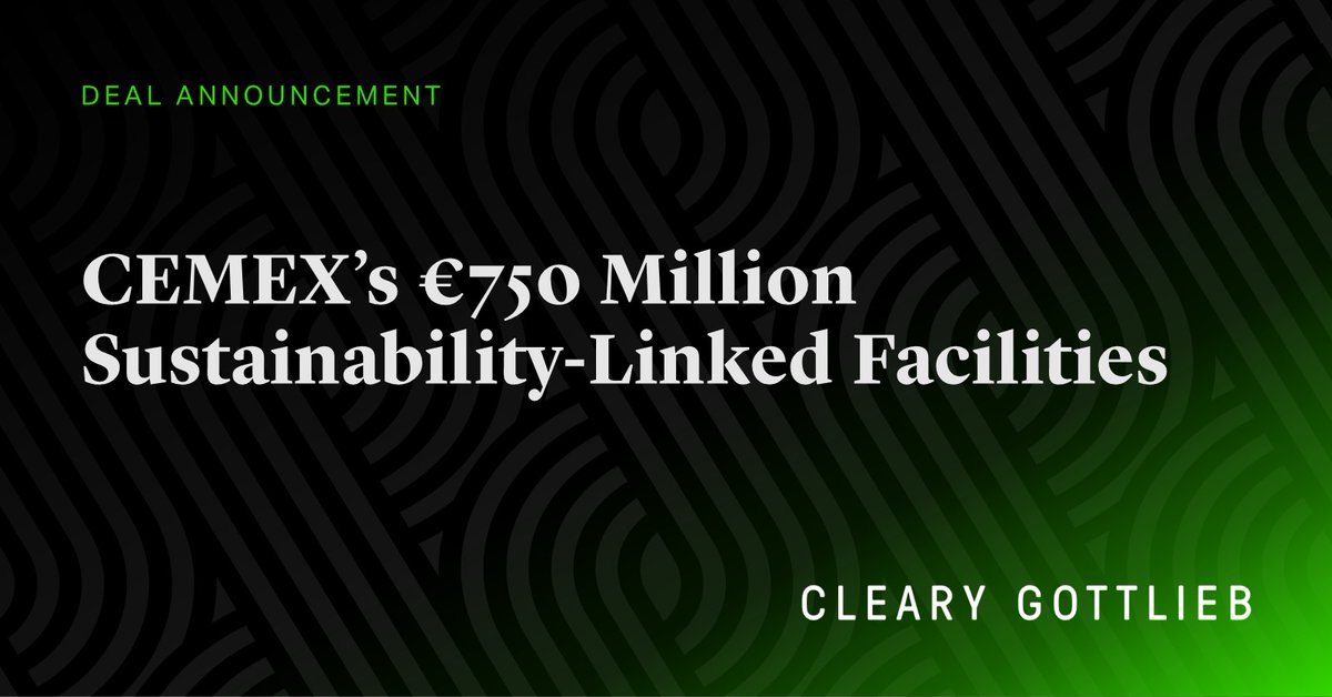 We represented the lenders in the €750 million refinancing of CEMEX’s sustainability-linked facilities. Read more here: bit.ly/3UiIQA9 #DebtFinance