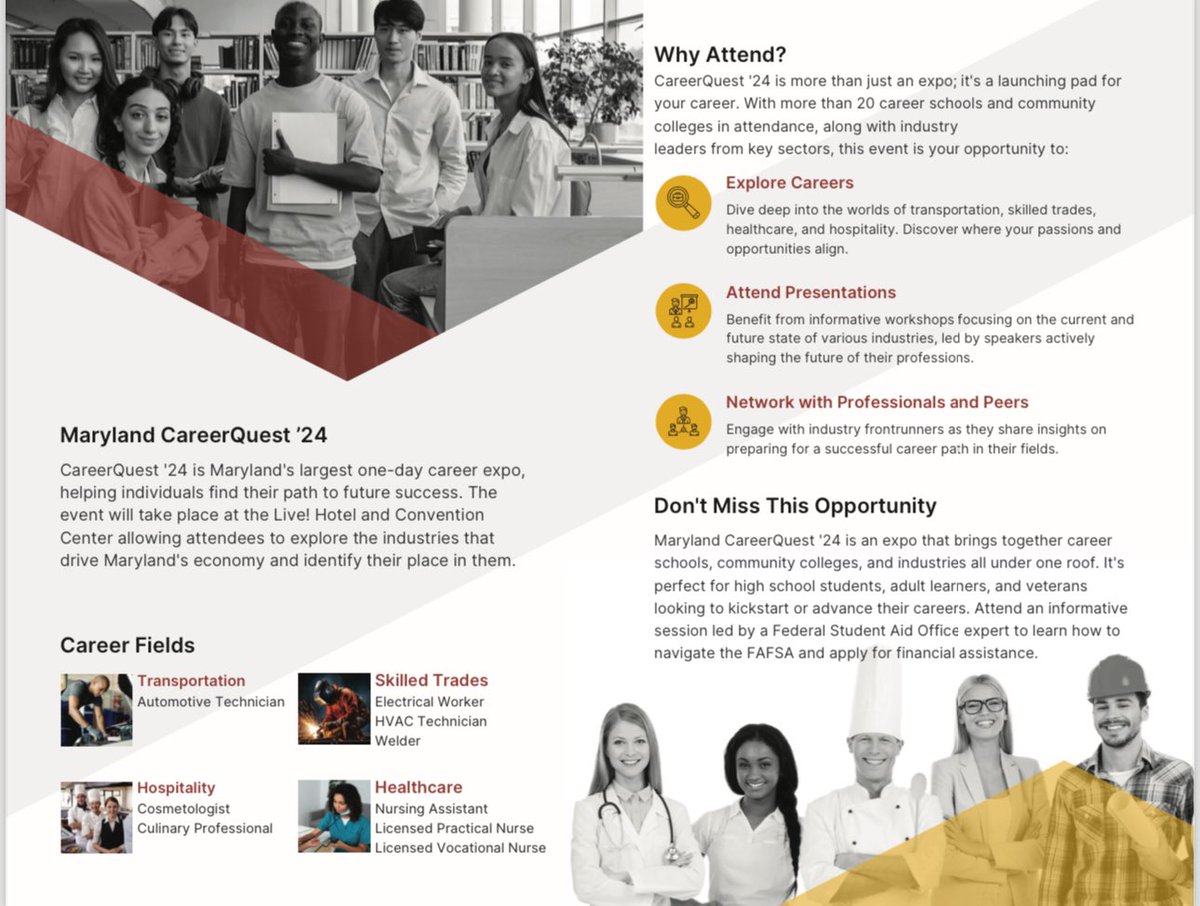 April 29, 2024
10:00 am - 1:00 pm
Live! Hotel
7002 Arundel Mills, Circle #7777
Hanover, MD 21076

Maryland CareerQuest '24