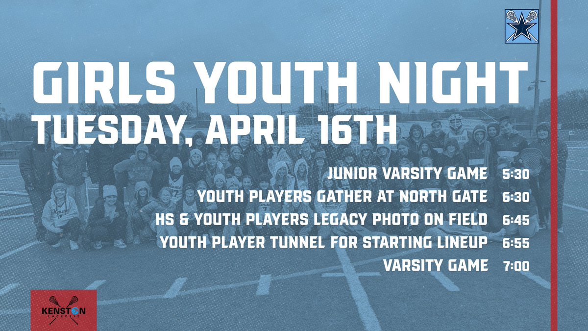 KceLax's tweet photo. Tue, Apr 16th is youth night as @KHS_GirlsLax take in Chardon at Bomber Stadium!  
@Kenston_KCE @KHSBomberSports https://t.co/KSOpb2IJPm