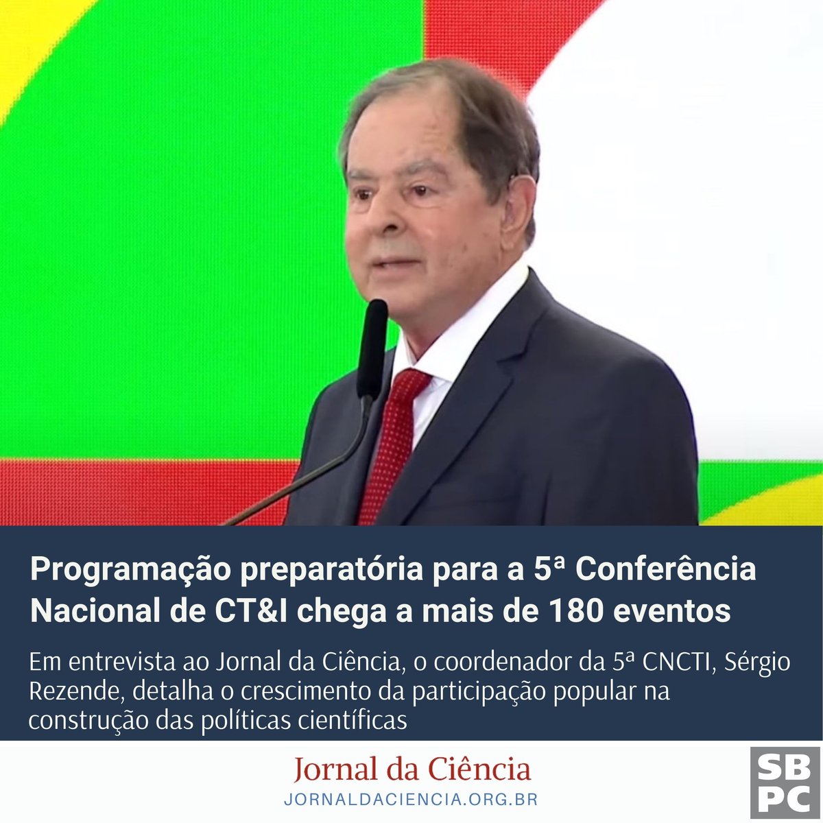 Em entrevista ao #JornalDaCiência, o coordenador da 5ª CNCTI, Sérgio Rezende, detalha o crescimento da participação popular na construção das políticas científicas Confira a reportagem: jornaldaciencia.org.br/programacao-pr…