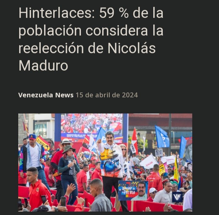 Nicolás Maduro tiene un pueblo que lo respalda por eso éste resultado, será reelegido como presidente de todas y todos los venezolanos #VamosPaLanteMaduro #Prelemi #donnalisi #oriele venezuela-news.com/hinterlaces-po… vía @venezuelanewsVN