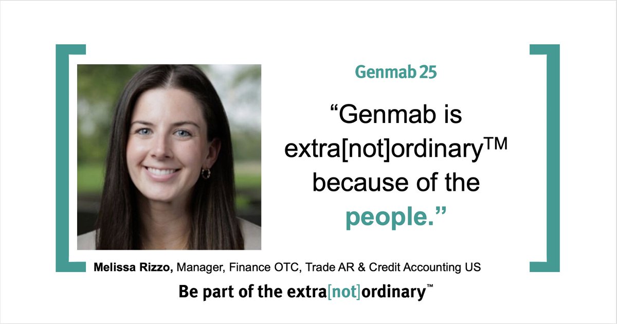At Genmab, we strive to be extra[not]ordinary™ and our people make us unique. Melissa Rizzo, Manager, Finance OTC, shares what being part of the Genmab community means to her. To #JoinGenmab, visit: gmab.ly/RKNo50RgCHr. #ExtraNotOrdinary