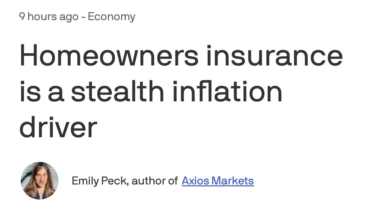 #Bidenflation is still out-of-control And the Consumer Price Index doesn't factor in the stealth insurance cost of homeowners insurance. If US Inflation reflected those rising costs, it would have added about 0.8% to last year's CPI increase of 3.4%. The @JoeBiden &…