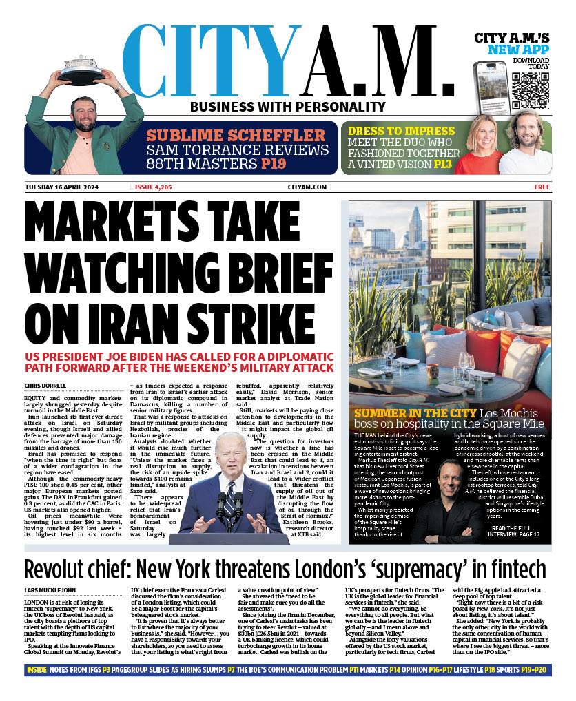 CITY AM: Markets take watching brief on Iran strike #TomorrowsPapersTday