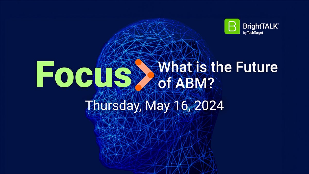 Join us on May 16th for BrightTALK's 'Focus: What is the Future of ABM?' virtual event dedicated to examining where we are right now with ABM and where AI is taking us towards the future 🌎 Save your spot & register: bit.ly/3PNRhAE