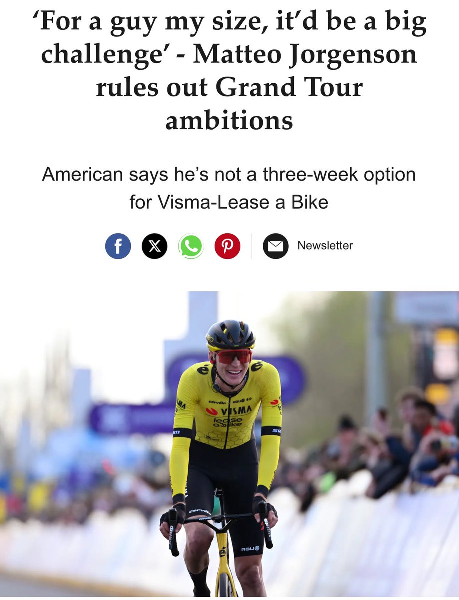 wallaceshaka's tweet photo. @cyclingweekly This is what he really said. Also still misleading though cause he didn't really rule out grand tour ambitions https://t.co/CX1HbCaBJe