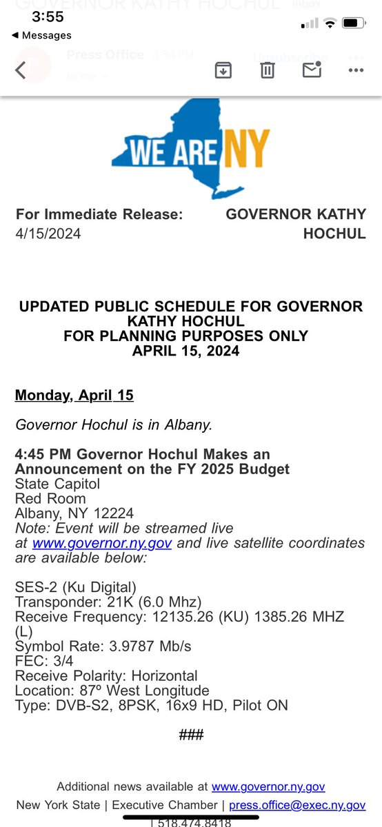 .@GovKathyHochul is set to announce a handshake budget deal at 4:45. But details on the deal aren’t done yet. Housing still open, as the last min addition of mayoral control allowed some give on tenant protections.