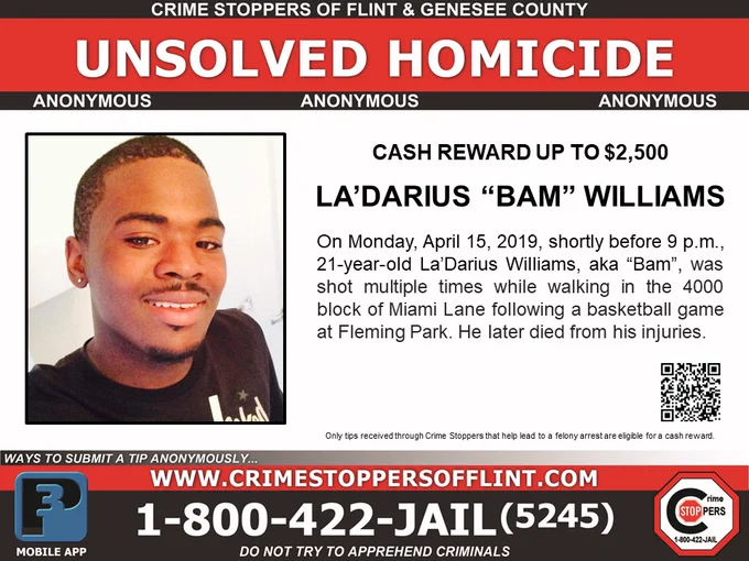 Image from Crime Stoppers of Flint & Genesee County (@FlintCrimeStop)