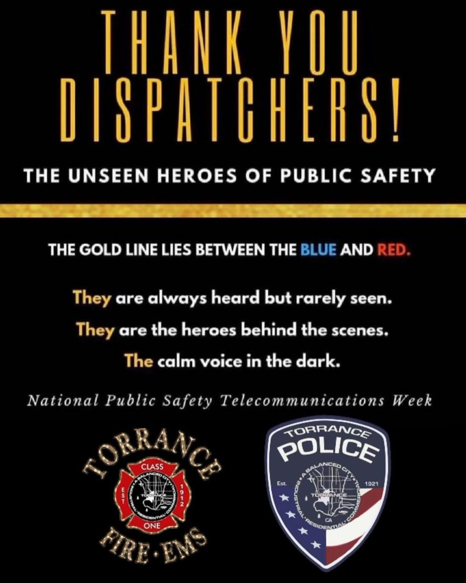 Let’s celebrate TPD’s finest—our Public Safety Dispatchers! Dedicated to service above self, they managed over 220,000 calls last year. With this year’s numbers rising, it’s clear Torrance is in excellent hands. Join me and a grateful city in saying Happy National Public Safety…