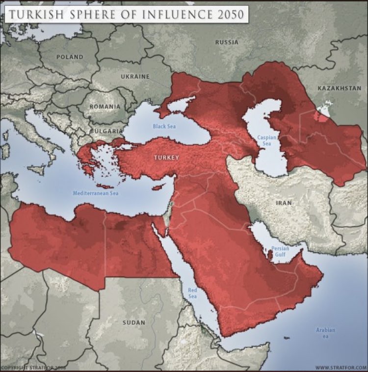 ilgincharitalar's tweet photo. Amerikan düşünce kuruluşu STRATFOR’un 2050’de Türkiye’nin etki alanına gireceğini  öngördüğü harita https://t.co/clysfDIikB