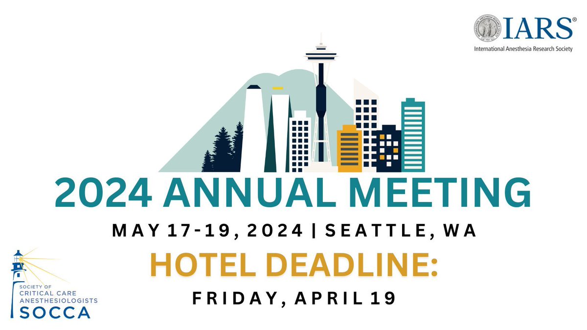 2024 SOCCA Annual Meeting Hotel Deadline is Friday. See you at the Hyatt Regency Seattle Hotel - buff.ly/3TWcRW3
