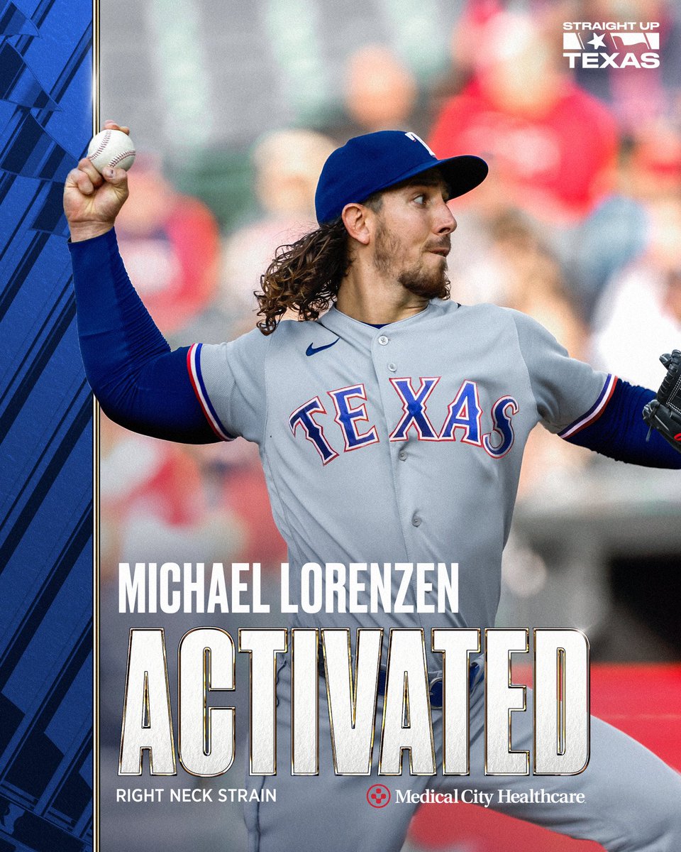 Rangers's tweet photo. .@Lorenzen55 makes his Rangers debut tonight! 💪 https://t.co/ZYN29TP5hK