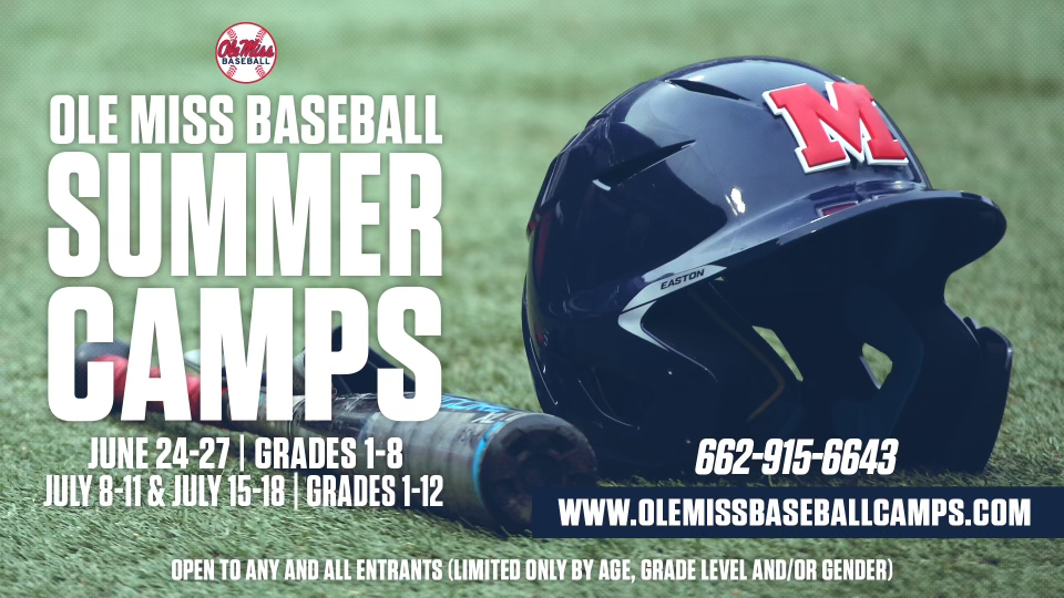 Summer Camp Registration is now live! 📅 Camp Dates: June 24-27 (Grades 1-8) July 8-11 (Grades 1-12) July 15-18 (Grades 1-12) Sign up today at olemissbaseballcamps.com