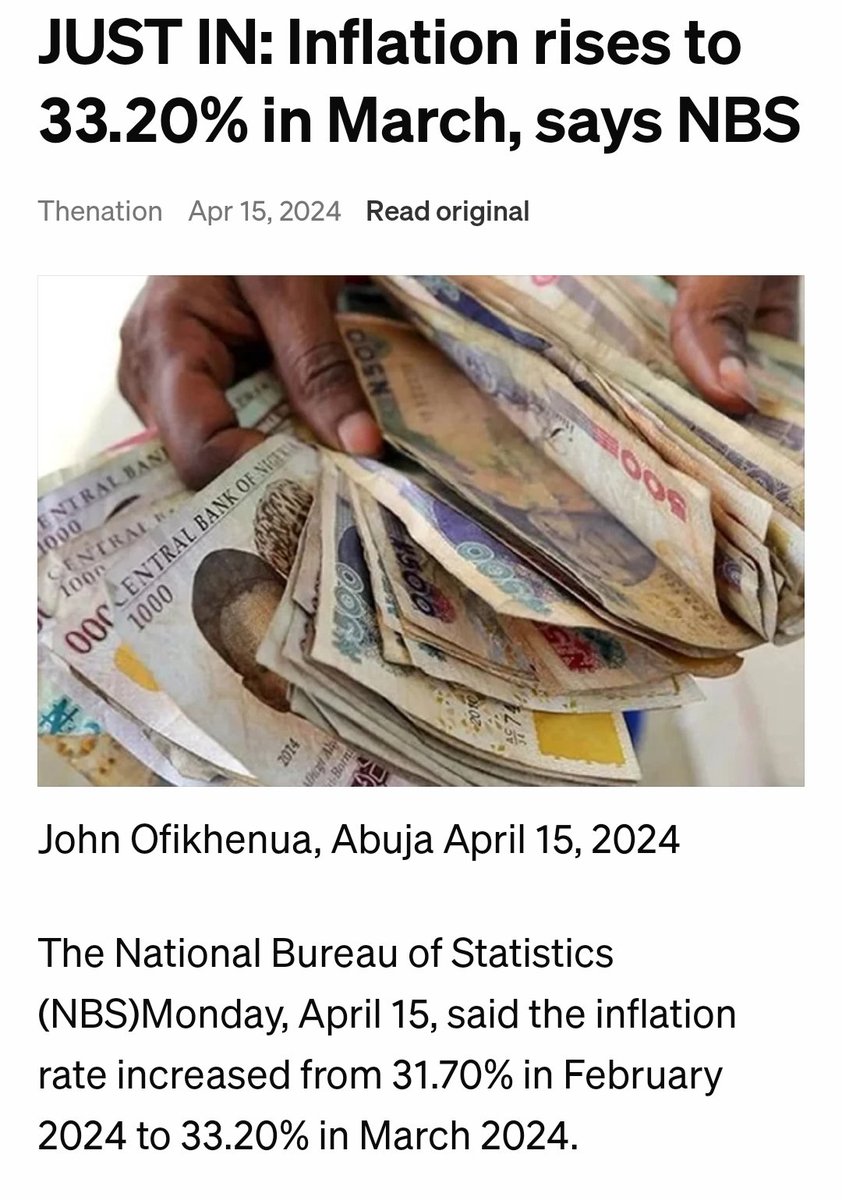 Naira gained 40% over the dollar from February to March 31,2024 Yet,inflation rate increased from 31.7% to 33.20% in March 2024 Who can explain this development and phenomenon?