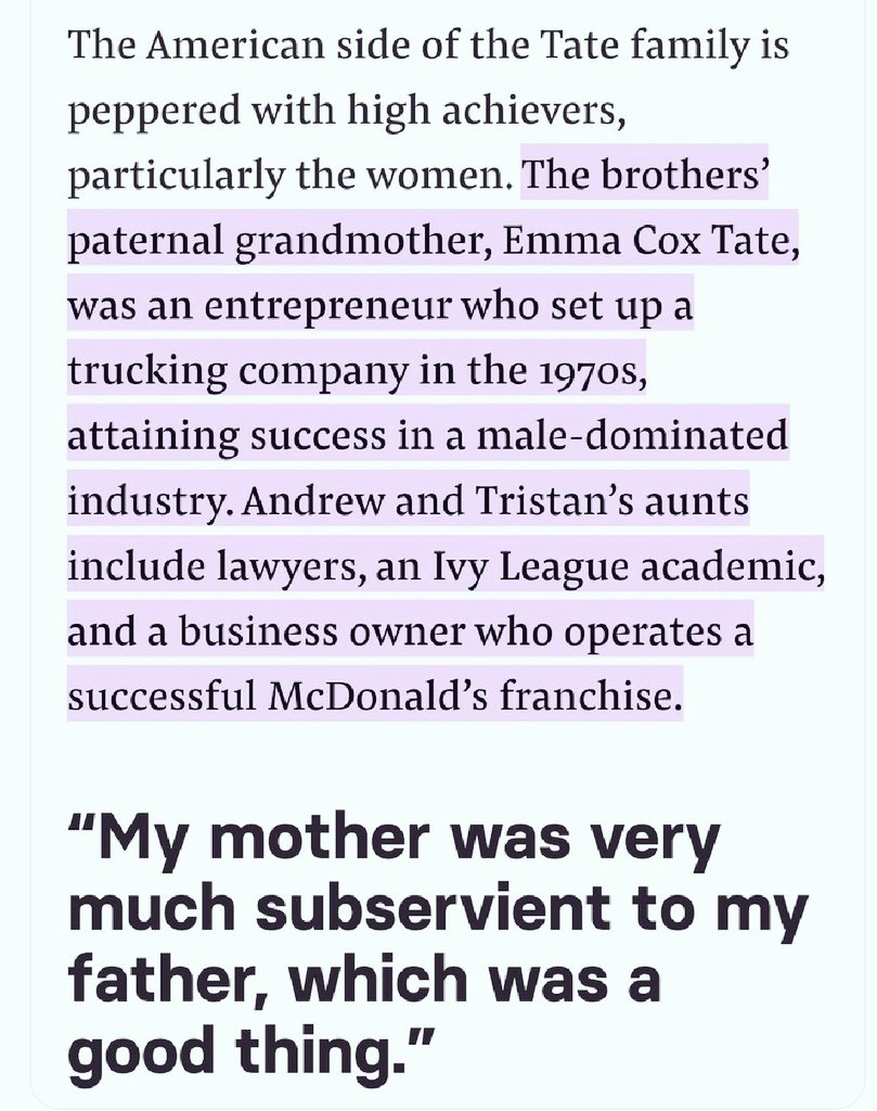 WHAT THE FCK HAPPENED WITH THE MALE SIDE OF THE TATE FAMILY ANCESTRY 😲 All these female high achievers, no wonder Tate feels inadequate plus the sibling rivalry with his attorney sister Tate couldn't even graduate CLARIFIES TATE HATRED FOR THE SUPERIOR SEX - US WOMEN 😂