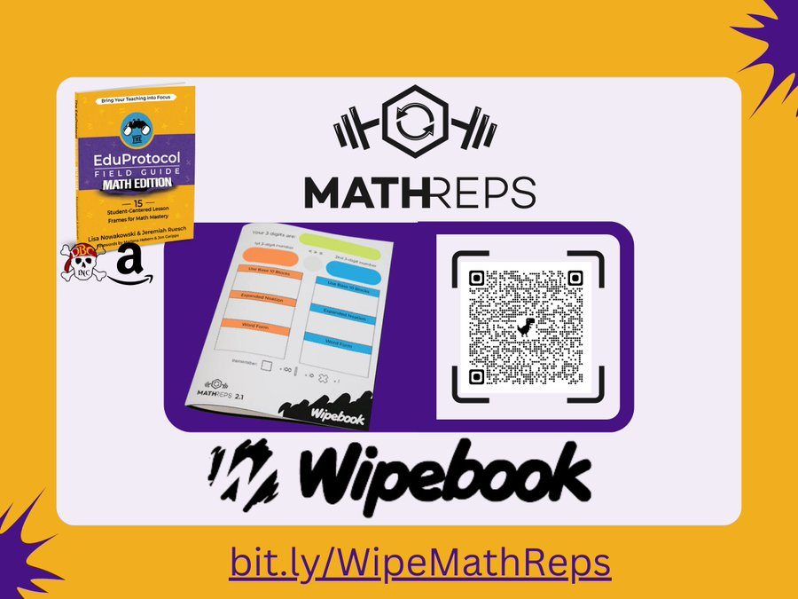 Who's been using #mathreps on @Wipebook Let's chat. Need a set? Good news, they're back in stock! bit.ly/WipeMathReps 
@jcorippo 
@mhebern 
@edcampOSjr 
#iteachmath
#EduProtocols
#elemathchat