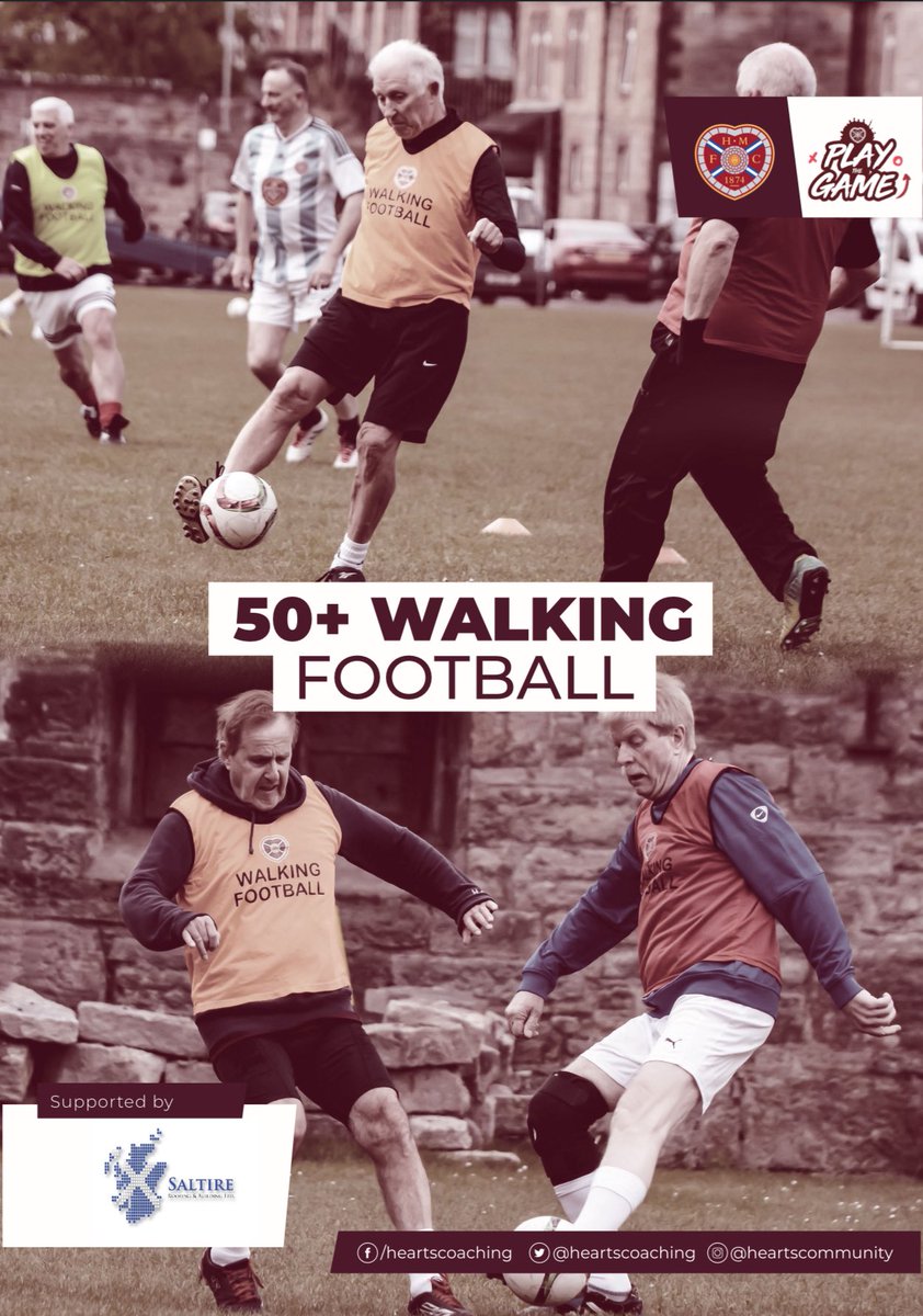 Walking Football We have weekly sessions walking football for over 50’s! ⚽️ Tuesdays: ⌚️ 1:00-2:00pm 📍World of Football (Corn Exchange) 💷 £5.00 pay as you play Thursdays: ⌚️6:00-7:00pm 📍Tynecastle Park (Community Pitch) 💷£5.00 pay as you play 📧 greggveitch@homplc.co.uk