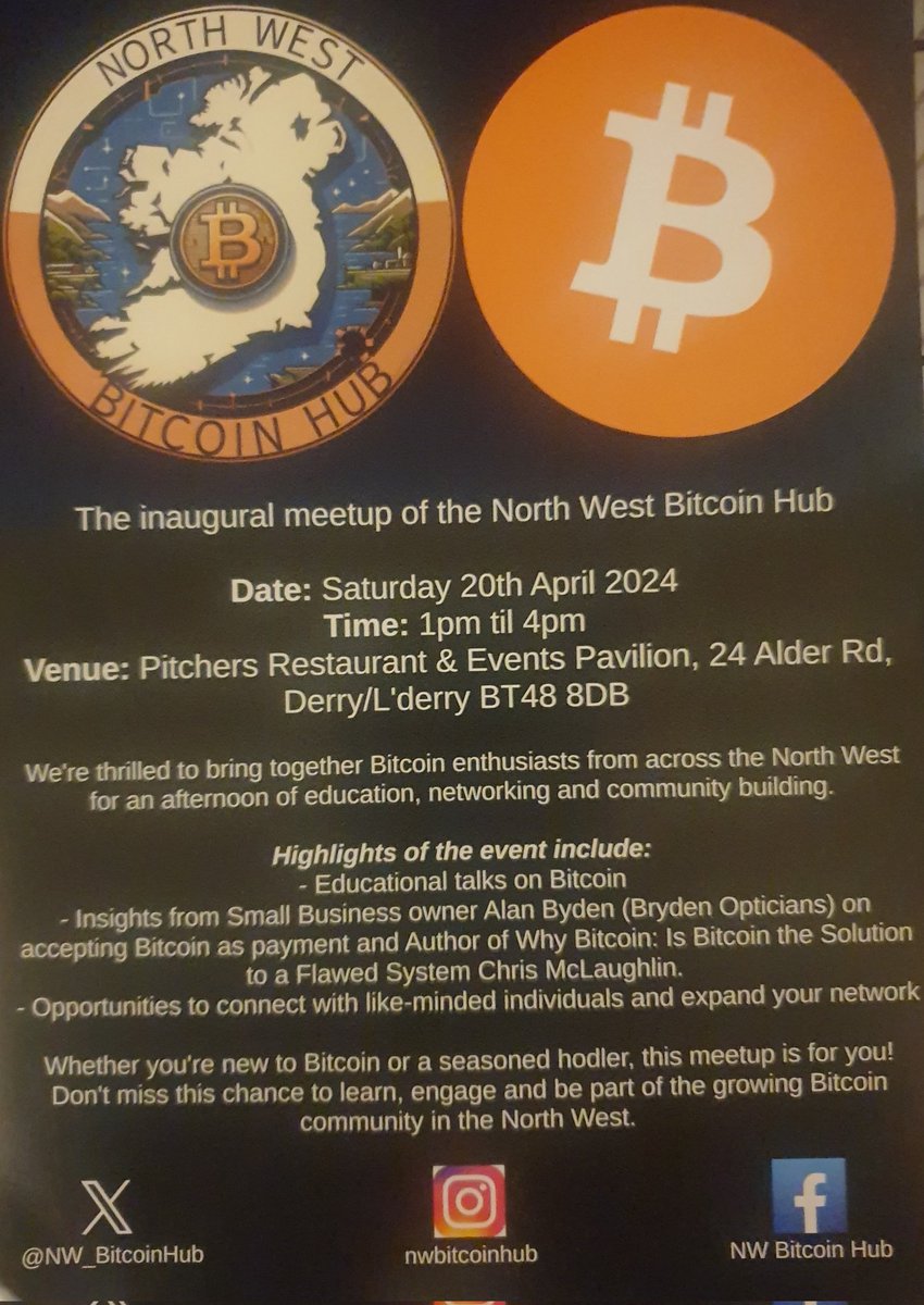 NW_BitcoinHub's tweet photo. Just a reminder our meetup is Free.
Hope to be relaxing and chatting to some fellow bitcoiners from the North West this weekend. See you Saturday. https://t.co/vAxrA6XcdV