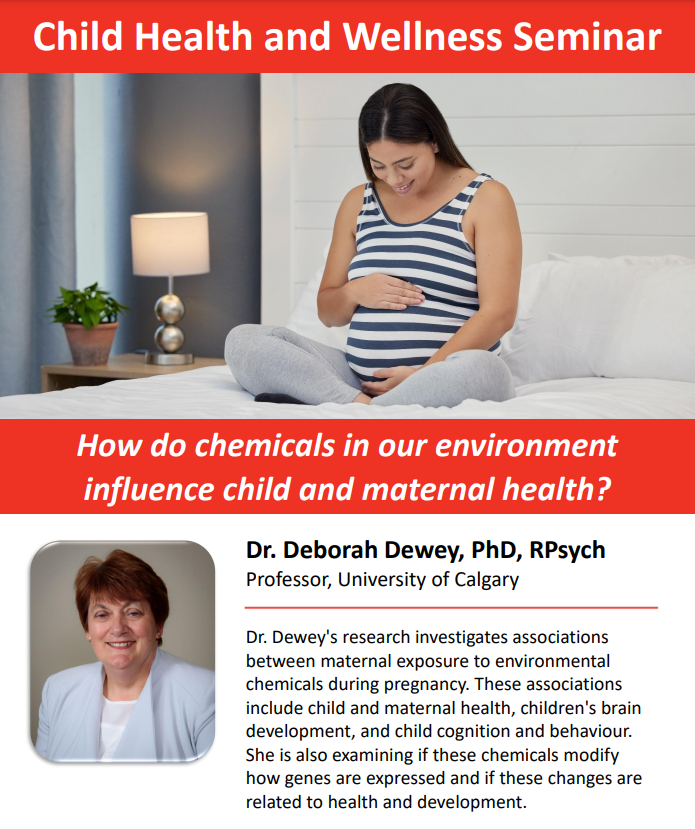 Learn how chemicals in our environment influence child and maternal health. Join @DrDeborahDewey1 on April 22 from 8:30 - 9:30 am: loom.ly/gN_VrGg #ACHRI @UofCr4kids @ACHFKids @owerkocentre @UCalgaryPeds @UCalgaryMed @UCalgary @TIPS_SPIIE #OneChildEveryChild